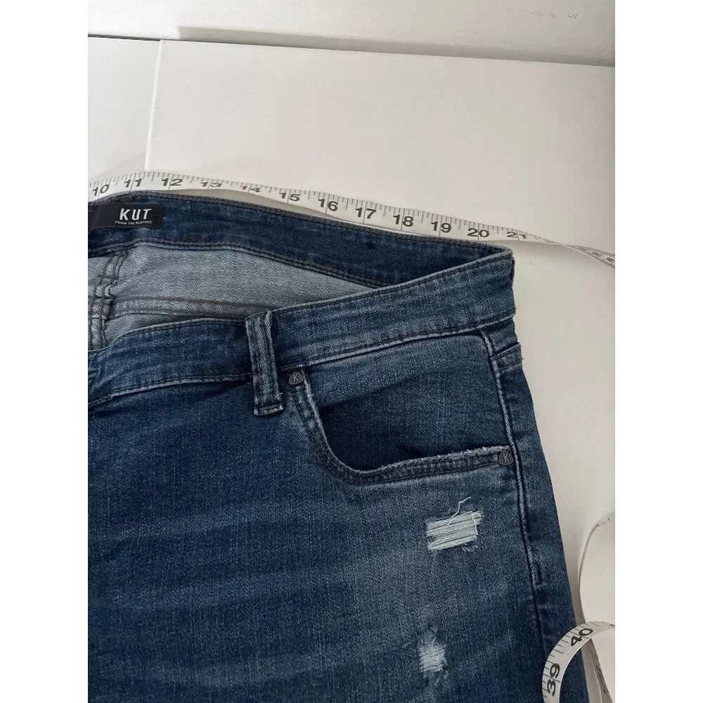 Kut from the Kloth Jeans Plus 20W Boyfriend Distressed Blue Denim Stretch Casual - Picture 7 of 15